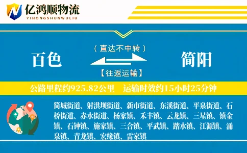 百色到简阳物流公司