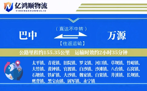 巴中到万源物流公司