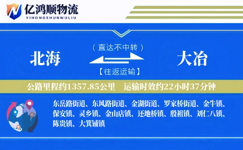 北海到大冶物流公司