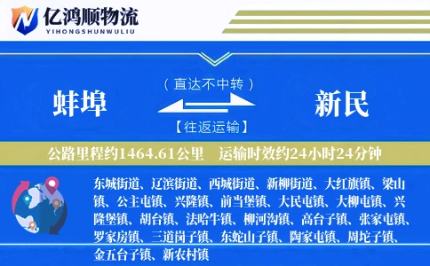 蚌埠到新民物流公司