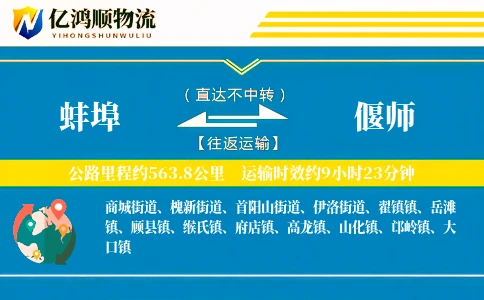 蚌埠到偃师物流公司