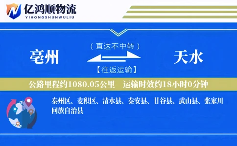 亳州到天水物流公司