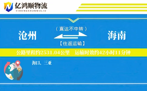 沧州到海南物流公司