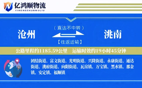 沧州到洮南物流公司