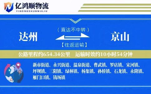 达州到京山物流公司