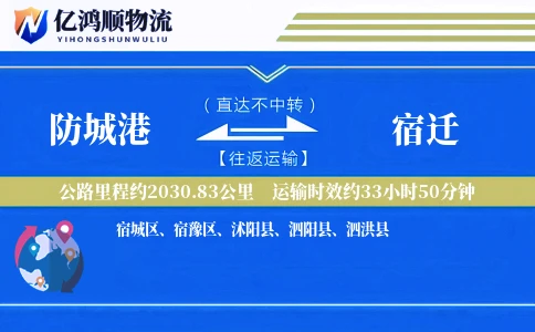 防城港到宿迁物流公司