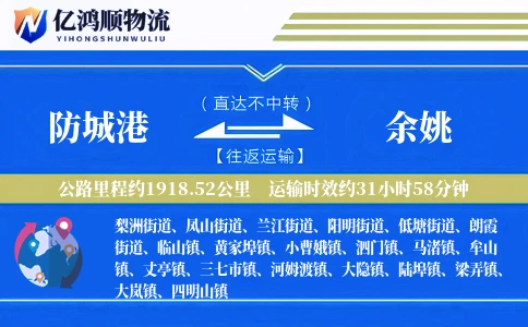 防城港到余姚物流公司