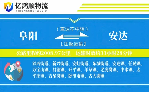 阜阳到安达物流公司