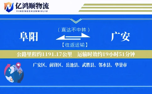 阜阳到广安物流公司