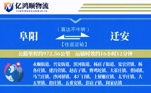阜阳到迁安物流公司