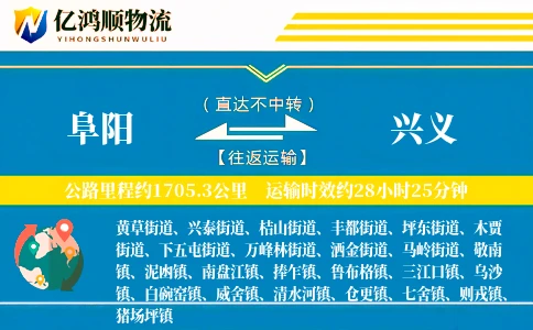 阜阳到兴义物流公司