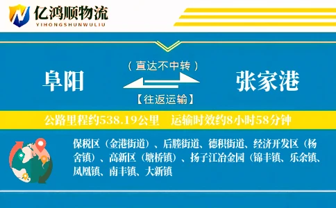阜阳到张家港物流公司