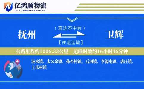 抚州到卫辉物流公司