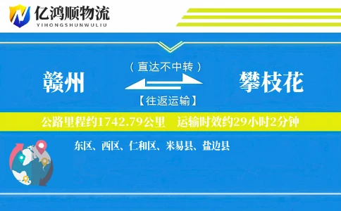 赣州到攀枝花物流公司