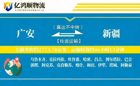 广安到新疆物流公司