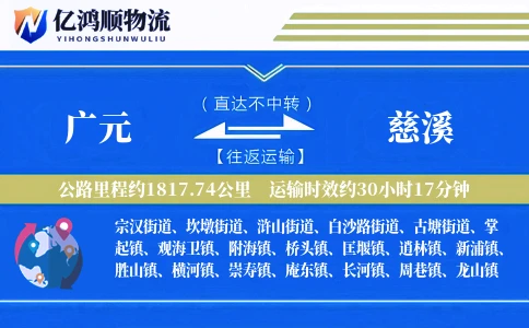 广元到慈溪物流公司