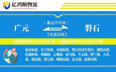 广元到磐石物流公司