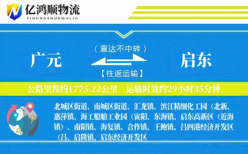 广元到启东物流公司