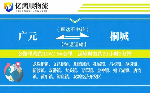广元到桐城物流公司
