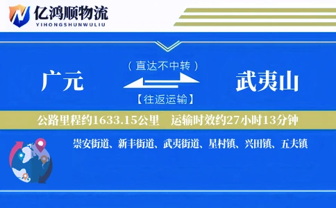 广元到武夷山物流公司
