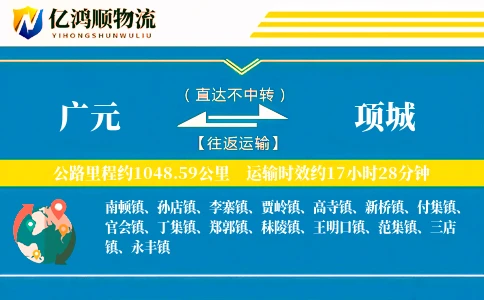 广元到项城物流公司