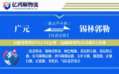 广元到锡林郭勒物流公司