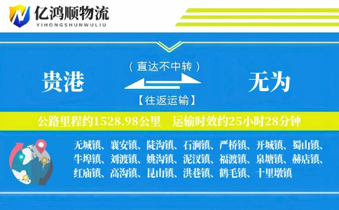 贵港到无为物流公司