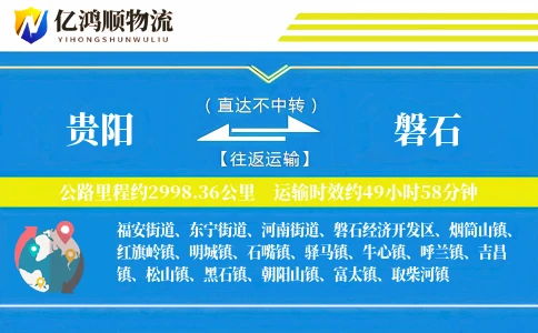 贵阳到磐石物流公司