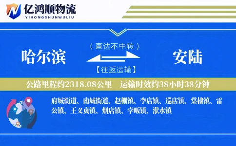 哈尔滨到安陆物流公司