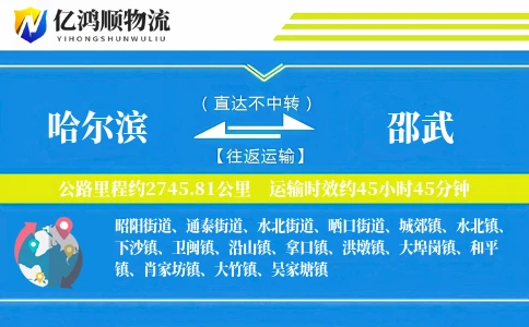 哈尔滨到邵武物流公司