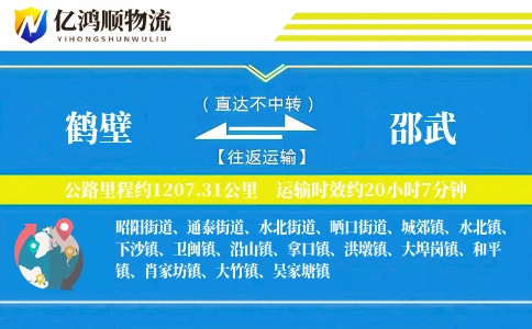 鹤壁到邵武物流公司
