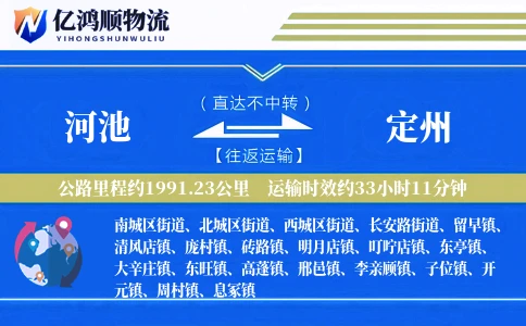 河池到定州物流公司