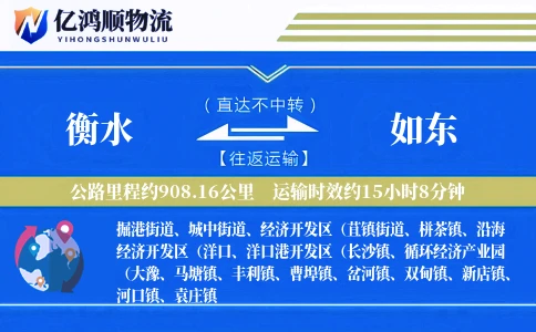 衡水到如东物流公司