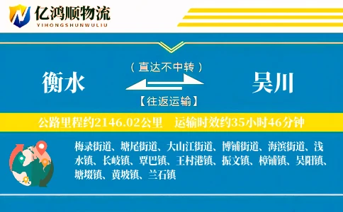衡水到吴川物流公司
