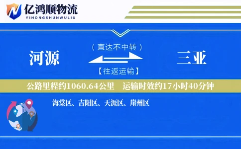 河源到三亚物流公司