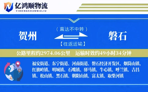 贺州到磐石物流公司