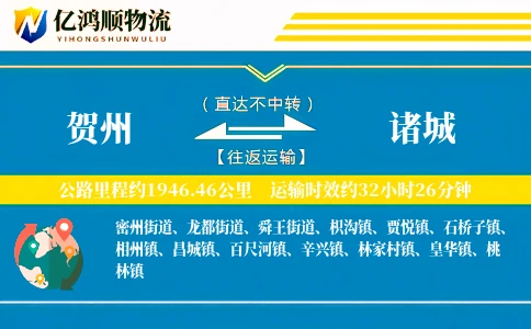 贺州到诸城物流公司