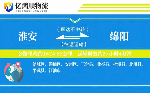 淮安到绵阳物流公司