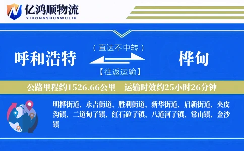 呼和浩特到桦甸物流公司
