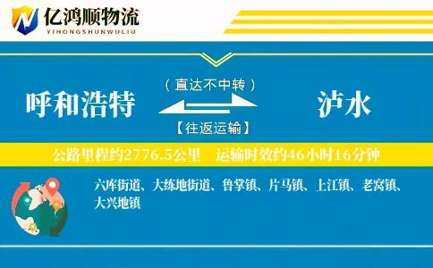 呼和浩特到泸水物流公司