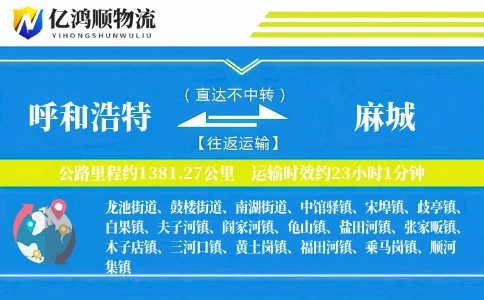 呼和浩特到麻城物流公司
