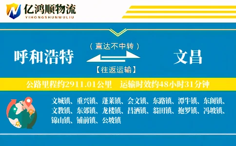 呼和浩特到文昌物流公司