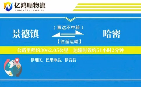 景德镇到哈密物流公司
