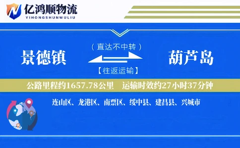 景德镇到葫芦岛物流公司