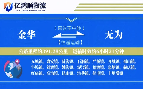 金华到无为物流公司