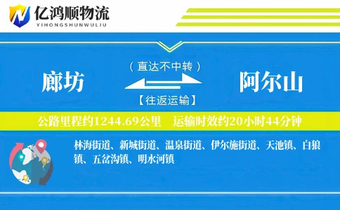 廊坊到阿尔山物流公司