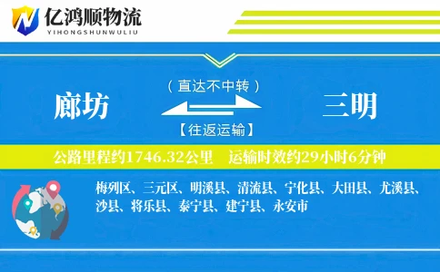 廊坊到三明物流公司