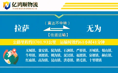 拉萨到无为物流公司