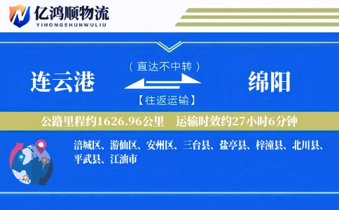 连云港到绵阳物流公司