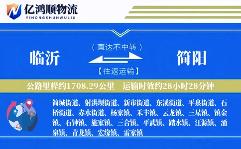 临沂到简阳物流公司